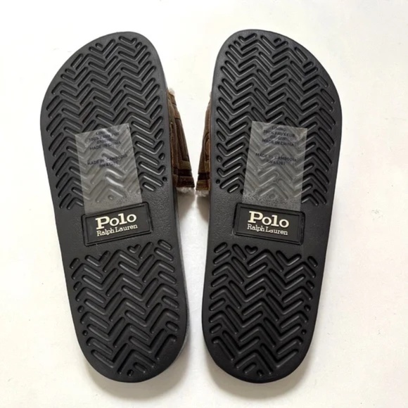 NWOB RALPH LAUREN Sherpa-Lined Shearling Slide Sandals Suede Brown Open Toe 11 - Picture 4 of 5